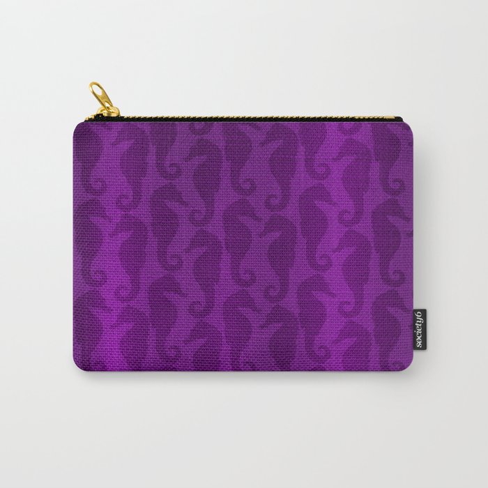 Purple Silk Metallic Seahorse Modern Collection Carry-All Pouch
