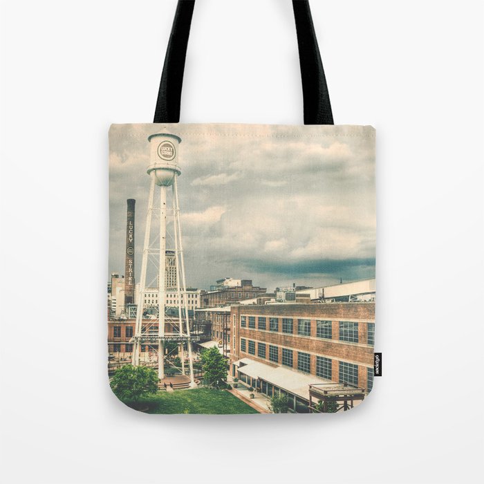 Downtown Durham with Vintage Feel Tote Bag