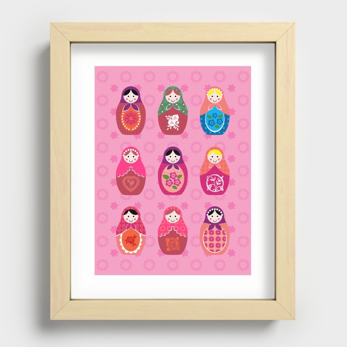 Matryoshka dolls pink Recessed Framed Print