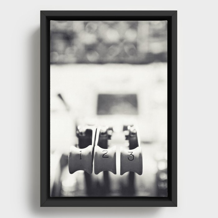 Thrust Levers in Black and White Framed Canvas