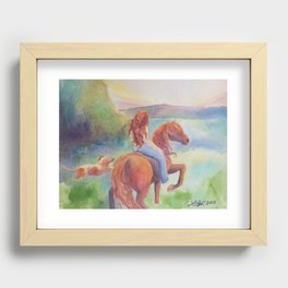 Evening Ride Girl And Horse Recessed Framed Print