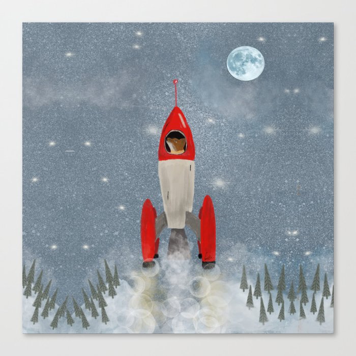 fox goes to the moon Canvas Print