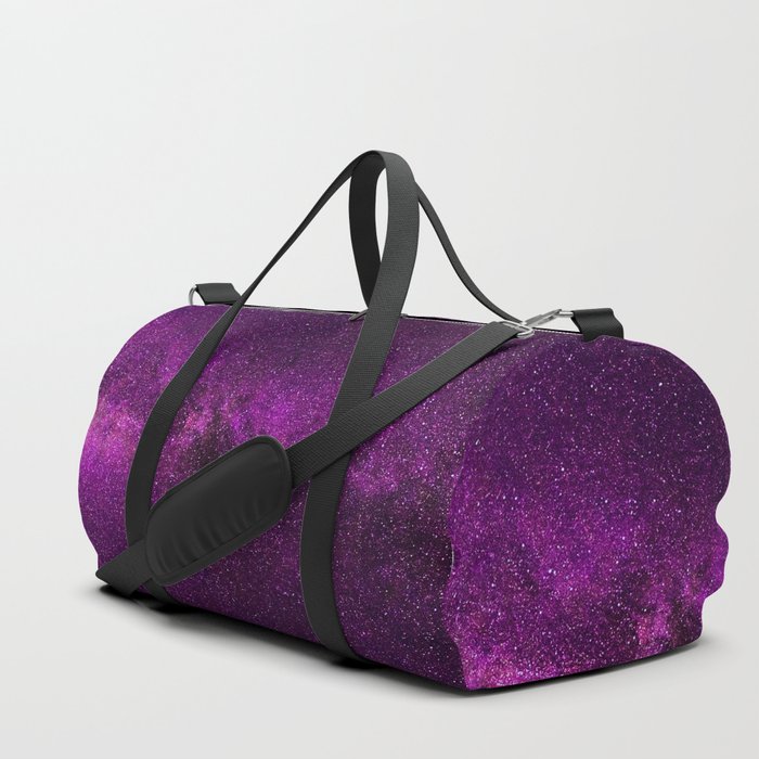 Elegant Stylish Violet Lilac Glitter Nebula Galaxy Duffle Bag