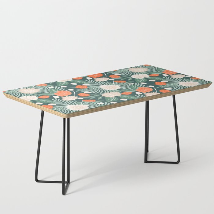 Floral wandering - retro flower bouquet - teal and orange Coffee Table