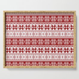 Red Winter Fair Isle Pattern Serving Tray