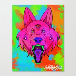 Crazy Pink Wolf Canvas Print