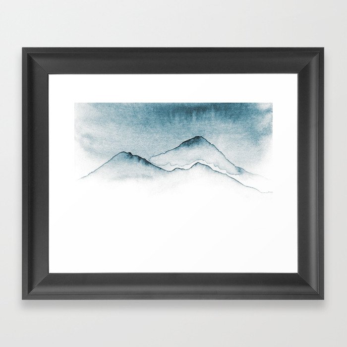 Blue Melancholic Mountains Framed Art Print