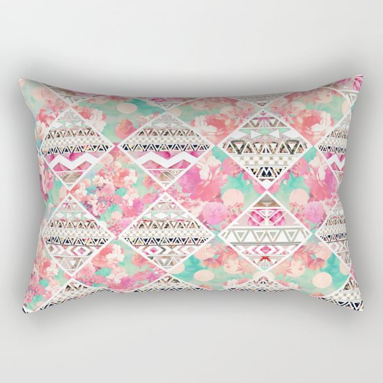 Aztec Floral Diamond Rectangular Pillow