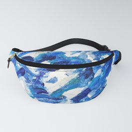Turbulent Waves Original Abstract Oil Painting on Canvas, Blue, Silver 8x10in Fanny Pack