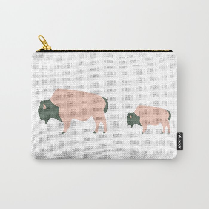 Bison And Baby (Graze) Carry-All Pouch