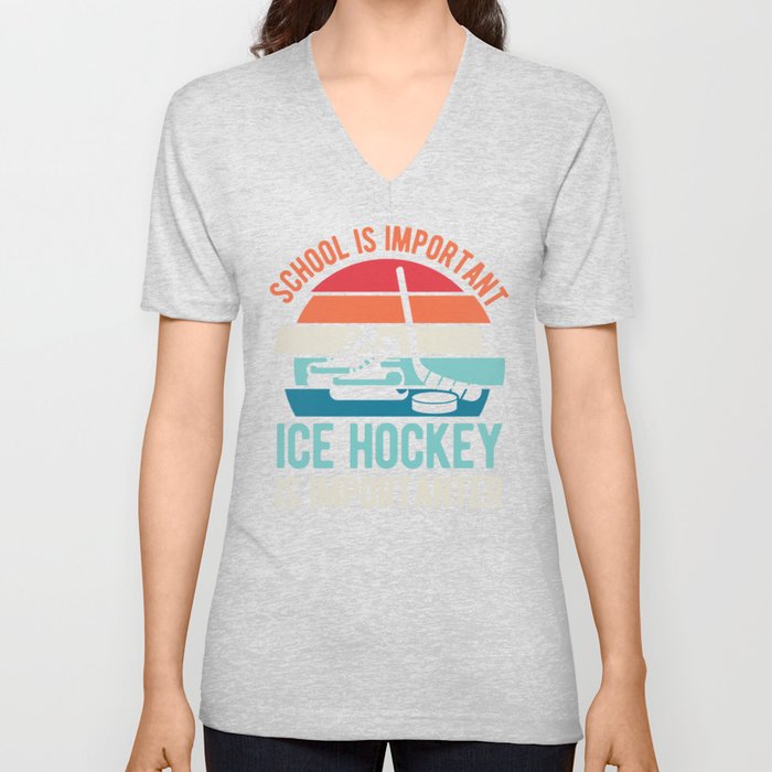 Funny Ice Hockey V Neck T Shirt