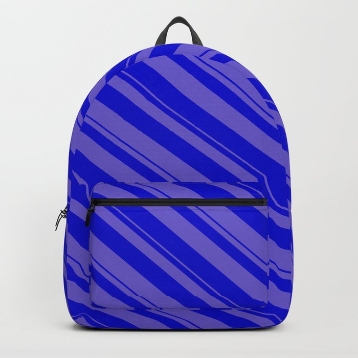 Slate Blue and Blue Colored Stripes/Lines Pattern Backpack