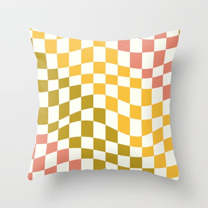 Four spring wavy checker Throw Pillow