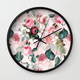 Vintage & Shabby Chic - Summer Blush Roses Flower Garden Wall Clock