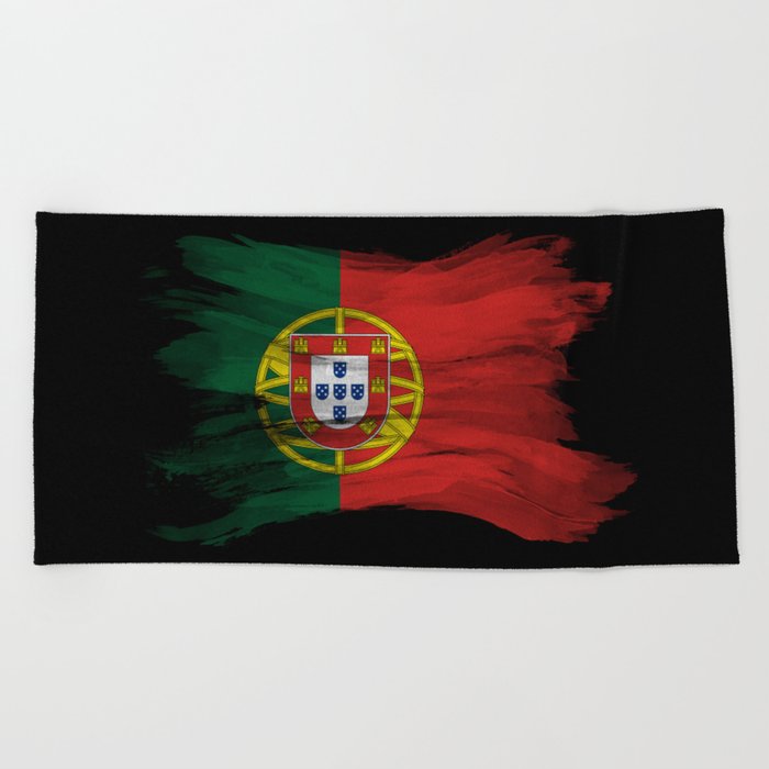 Portugal flag brush stroke, national flag Beach Towel