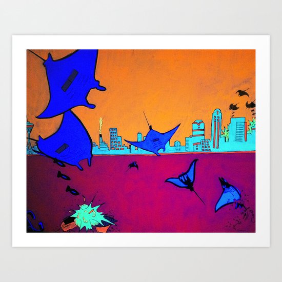 Manta Madness Art Print
