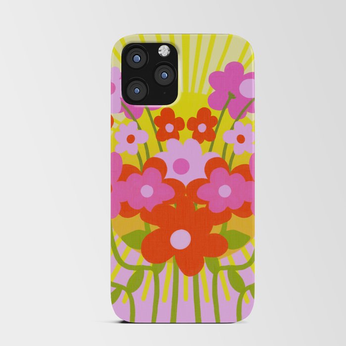 Sunny Spring Flowers Ombre Pink and Yellow iPhone Card Case