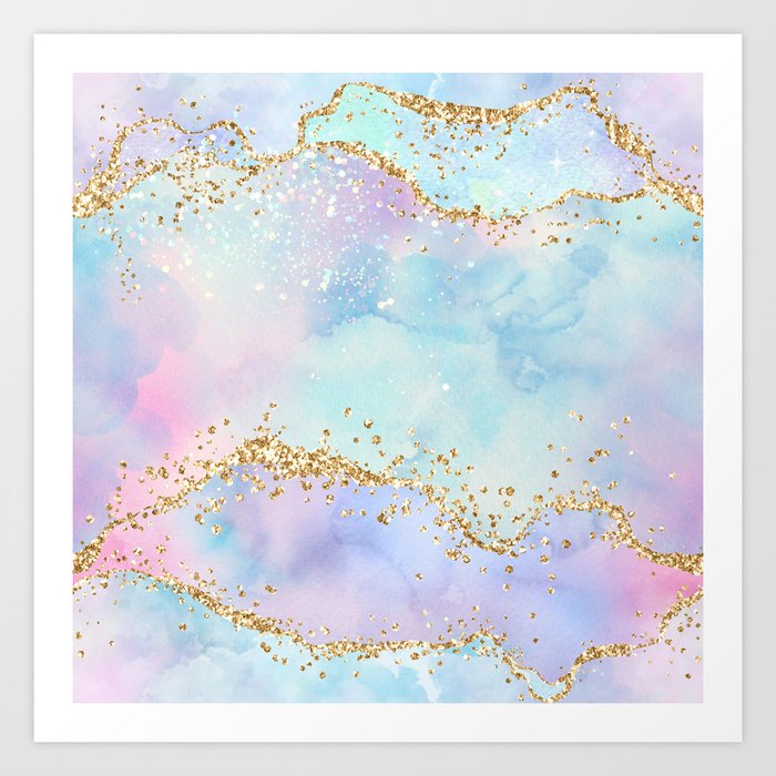 Rainbow Glitter Agate Texture 04 Art Print