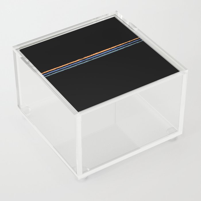 Orange and Blue Stripes on Black Acrylic Box