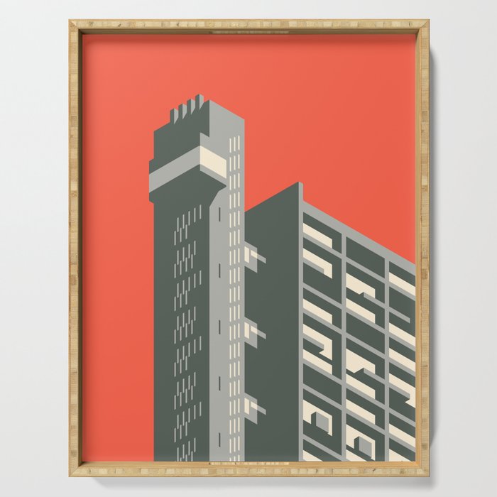 Trellick Tower London Brutalist Architecture - Red Serving Tray