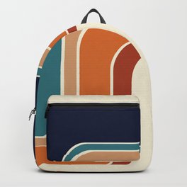 Retro Stripe Zig Zag Offset Orange Rust Blue Backpack | Cream, Retro, Blue, Midcentury, Graphicdesign, Rust, Mod, Orange, Midcenturymodern, Stripe 