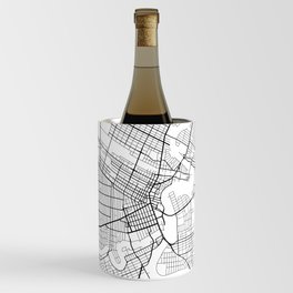Winnipeg Map, Canada - Black and White Wine Chiller