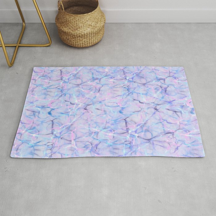 Abstract pink teal lavender watercolor marble pattern Rug