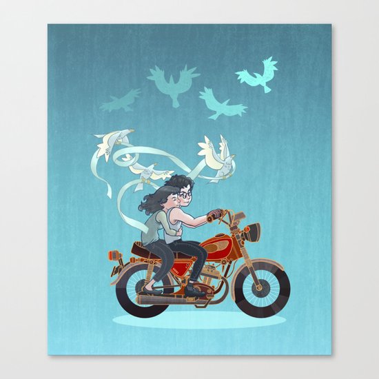 Motorcycle Couple Canvas Print