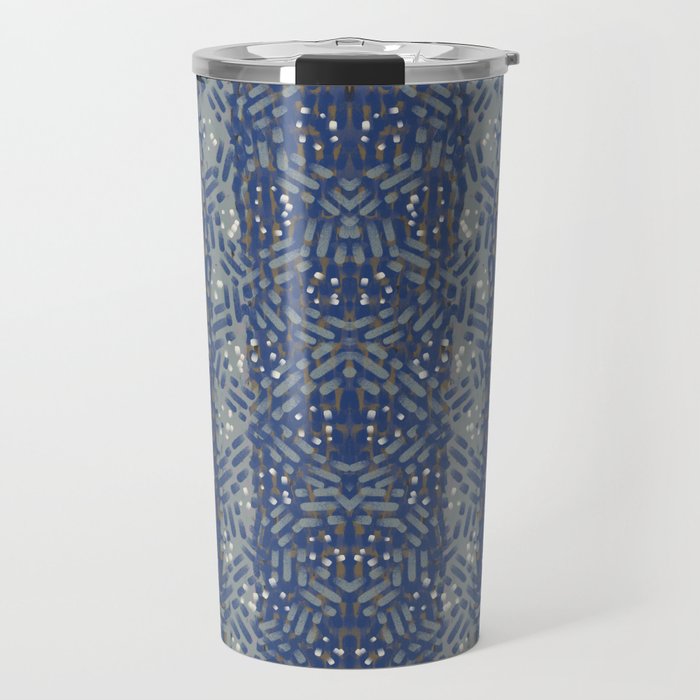 Impressionism blue dabs pattern Travel Mug