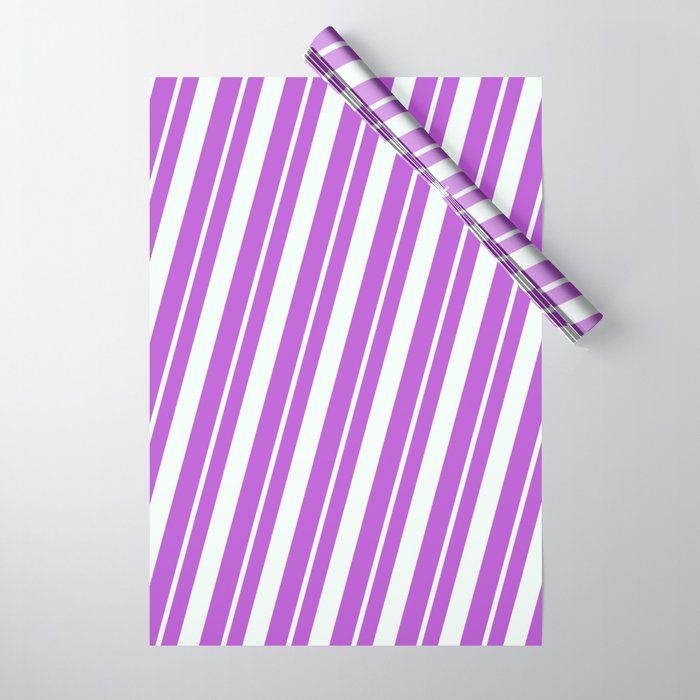 Orchid & Mint Cream Colored Striped Pattern Wrapping Paper