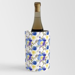 Pastel yellow blue lavender watercolor elegant floral Wine Chiller