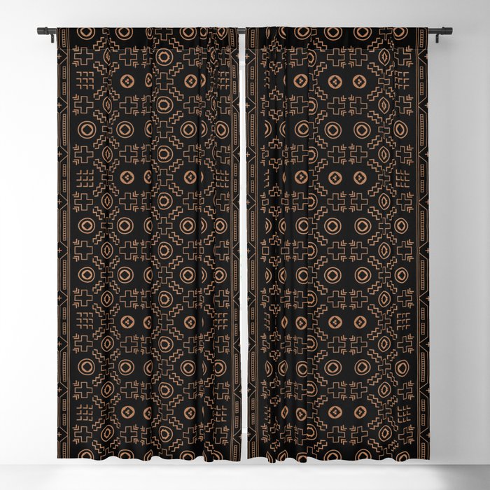 Majestic Opulence: Oriental Geometry in Black and Gold Blackout Curtain