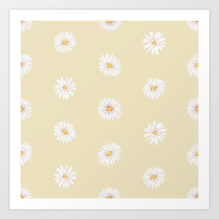 Vintage Chamomile Flower Pattern 08 Art Print