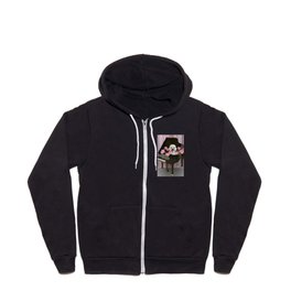 Piano with Poodle and Lotus Flower Blossoms Zip Hoodie