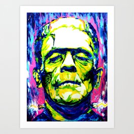 "Beware; for I am fearless, and therefore powerful" electric frankenstein finger painting Art Print | Pop Art, Abstract, Scary, Painting 