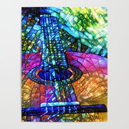 Guitar Leadlight  Fretted Musical Instrument  Poster