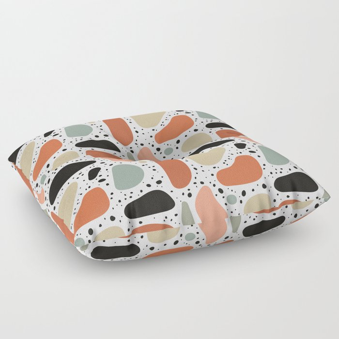 Abstract organic flat terrazzo shapes seamless pattern Floor Pillow