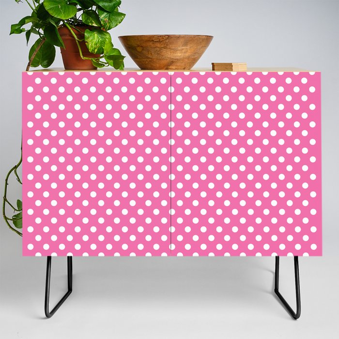 Pink Polka Dots Print Dotted Trendy Retro Pattern Credenza