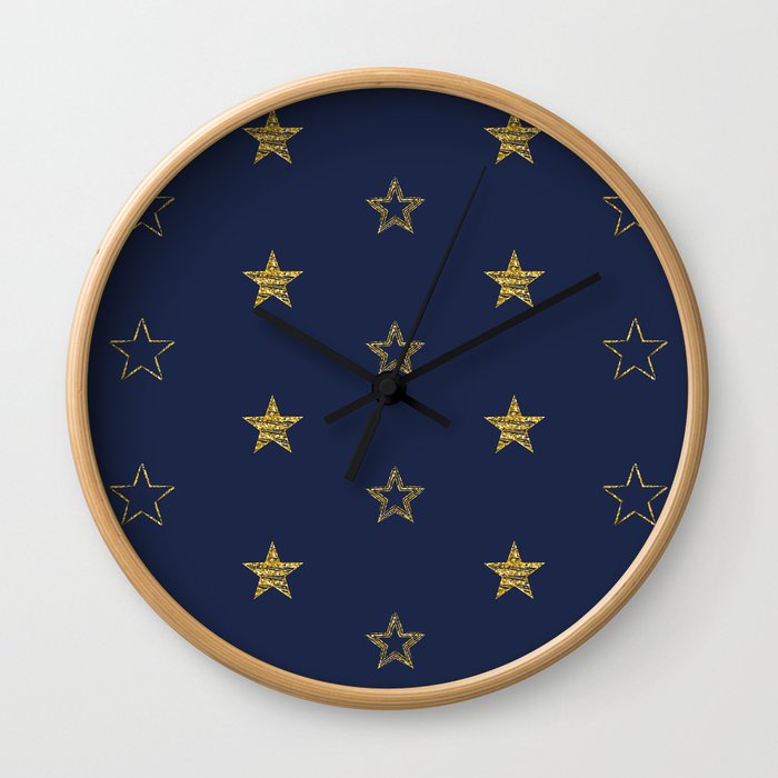 Golden Dust Stars | Pattern Art Wall Clock