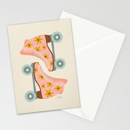 Retro Roller Skates – Blush & Mint Palette Stationery Card