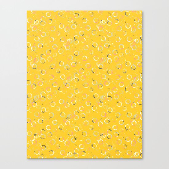 Polka Dots Stamps on Vivid Yellow Canvas Print