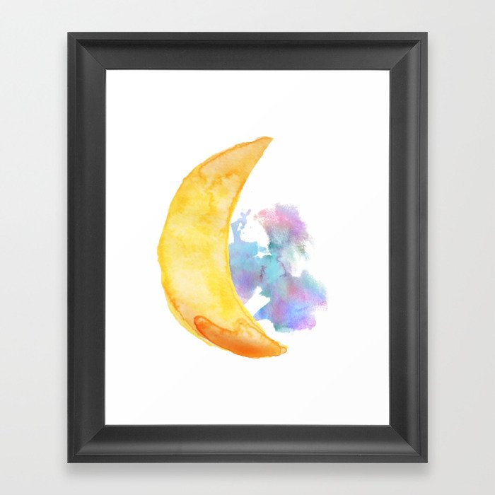 Watercolor moon Framed Art Print