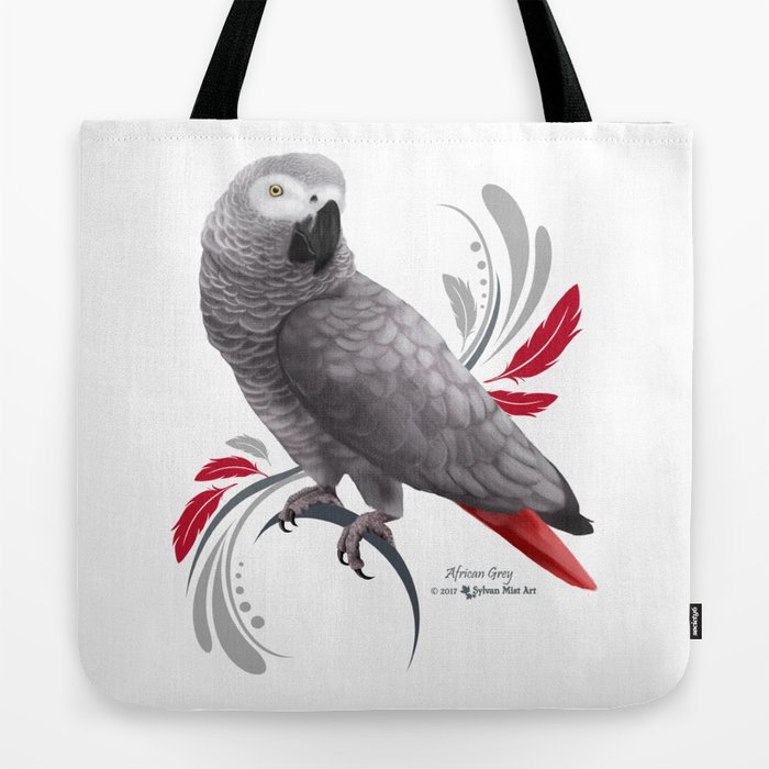African Grey Parrot Tote Bag