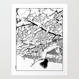 asc 564 - Le conte d'hiver (The winter tale) Art Print | Landscape, Illustration, Ink Pen, Comic, Black and White, Digital, Drawing 