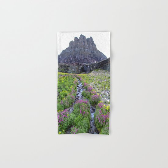 Mountain Waterfall Flowers Hand & Bath Towel