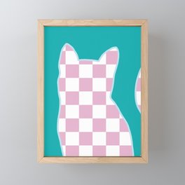 Checked cat meow 1 Framed Mini Art Print