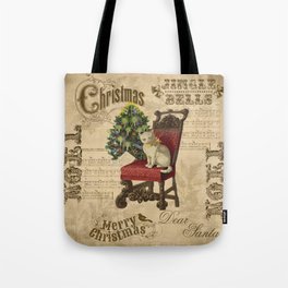 Vintage Christmas Cat Tote Bag