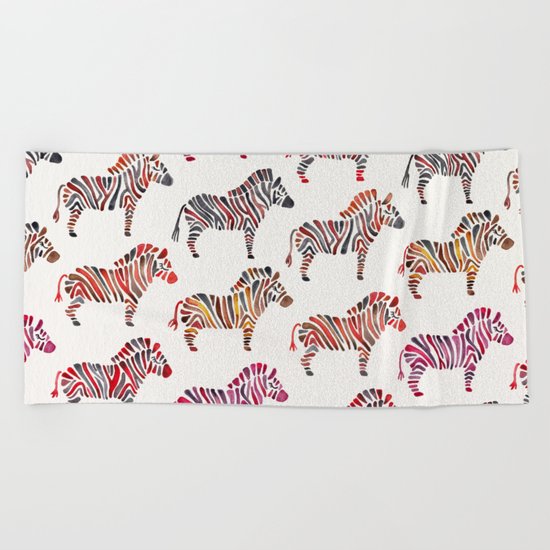 Zebras – Rainbow Palette Beach Towel