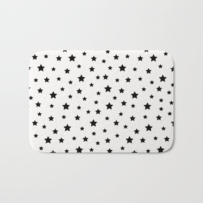 Star Pattern - Black & White Bath Mat