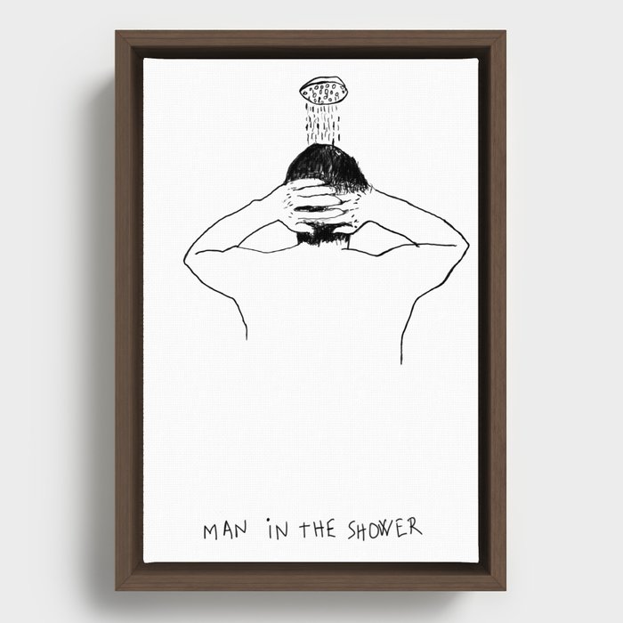 Man in the Shower. Minimal 31. Framed Canvas